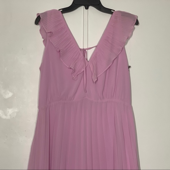 Leith Knife Pleat V- Neck Ruffle Sleeveless Maxi Dress - Picture 6 of 13